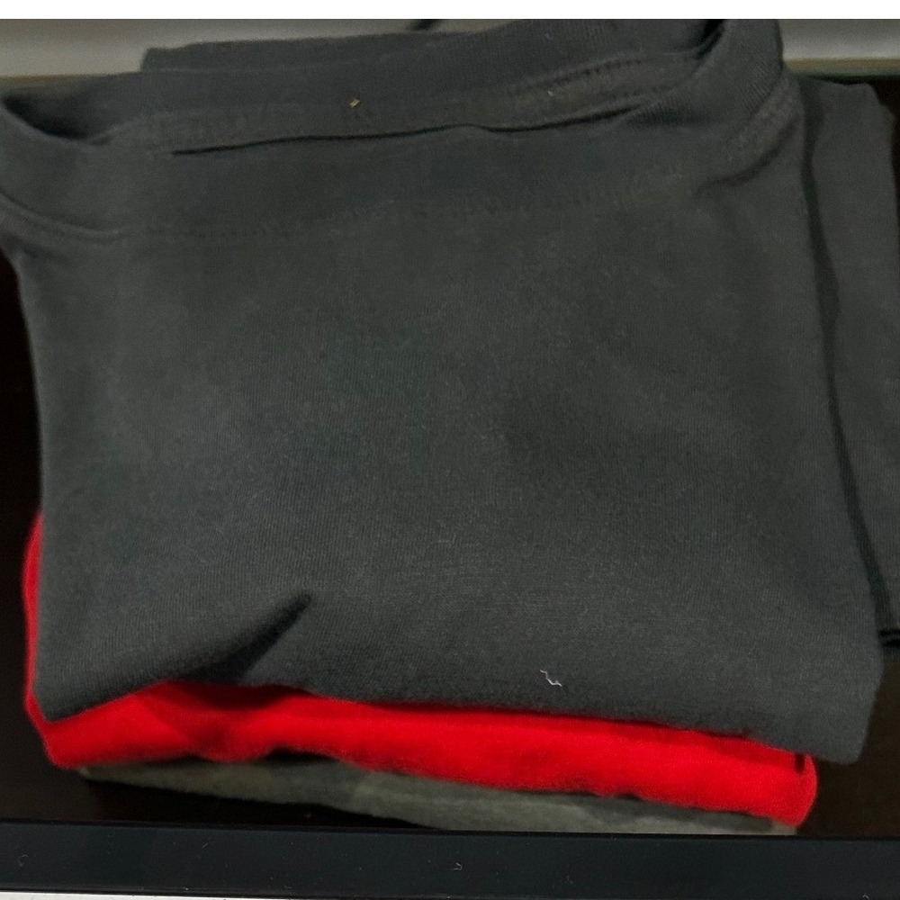Long Sleeve T-Shirt Kids Large 10/12 Green Camo Red Gray 3 Pack Bundle Basic